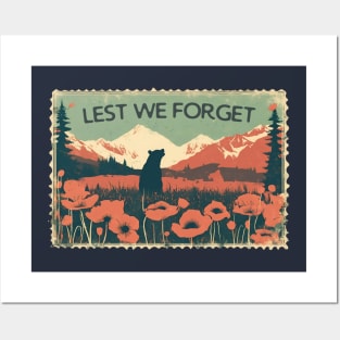 Lest We Forget Poppy Flowers of Anzac Day New Zealand and Aussie Soldiers Posters and Art